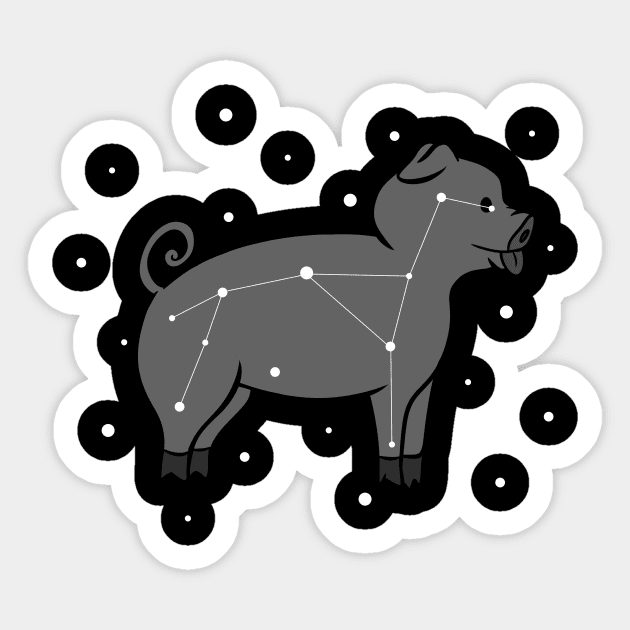 Mini Pig Constellation Sticker by blacklines